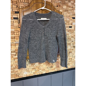 Vintage Y2K Abercrombie & Fitch Women’s Grey Cardigan Sweater Preppy Moose Logo
